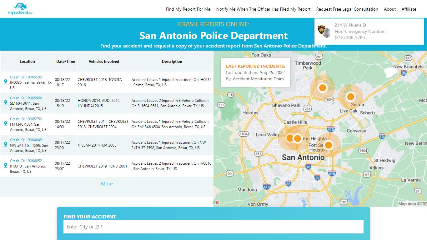 Online Crash Reports for San Antonio Police Department - MyAccident.org